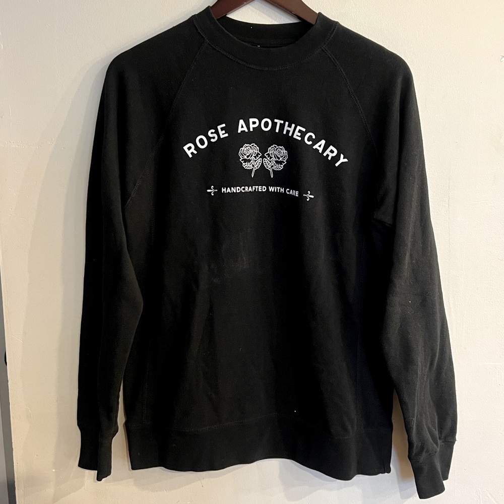SCHITT'S CREEK Rose Apothecary Women's Black Crewneck Pullover Sweatshirt Size S